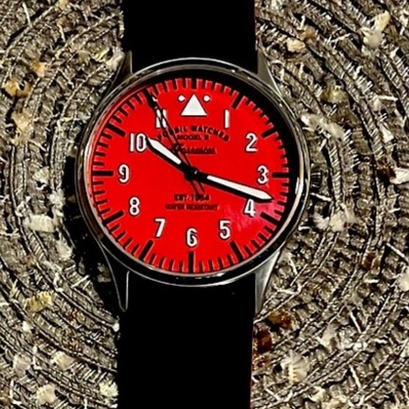 Other - Fossil model 8 Forrester Red Dial Wristwatch with Black Strap